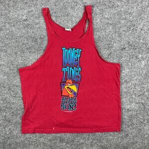 Sun Tank Top Mens Size 3XL Red Looney Tunes Foghorn Leghorn Graphic Cartoon Tee